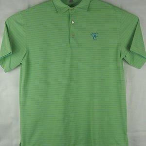 🏌🏼Peter Millar Green striped S/S polo/golf shirt